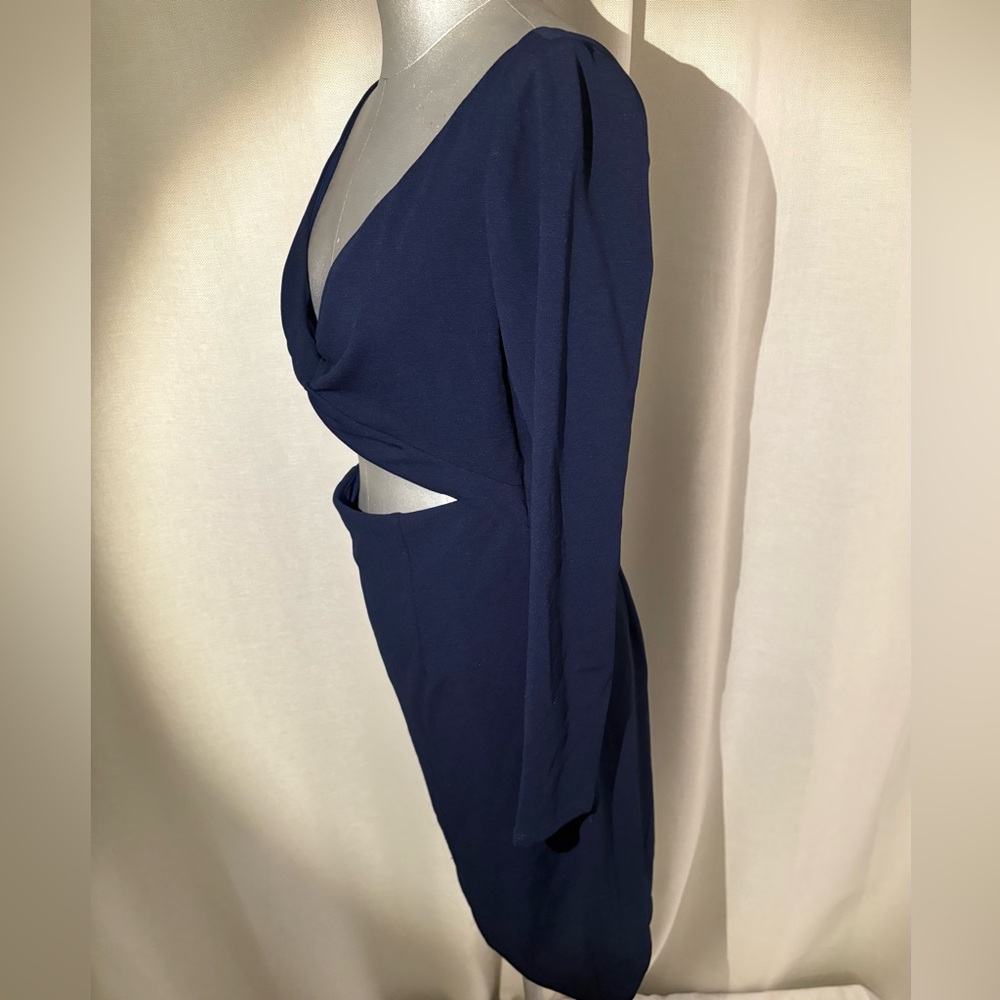 Dress The Population Jade Cut Out Long Sleeves  Cocktail Mini Dress Navy large - Picture 9 of 11